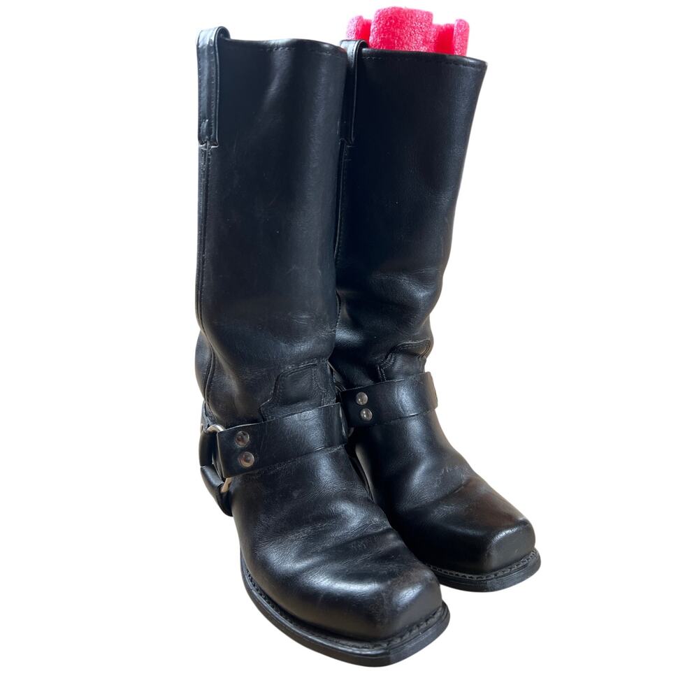 Double H Men's Black Leather Harness Boots Biker Motorcycle Square Toe HH 7.5